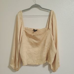 NWT J.Crew Yellow Smocked Puffed Cropped Top